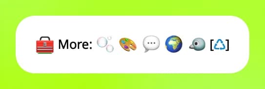The More row of a scan with the bubbles, palette, Telegram, website, X, and recycle icons